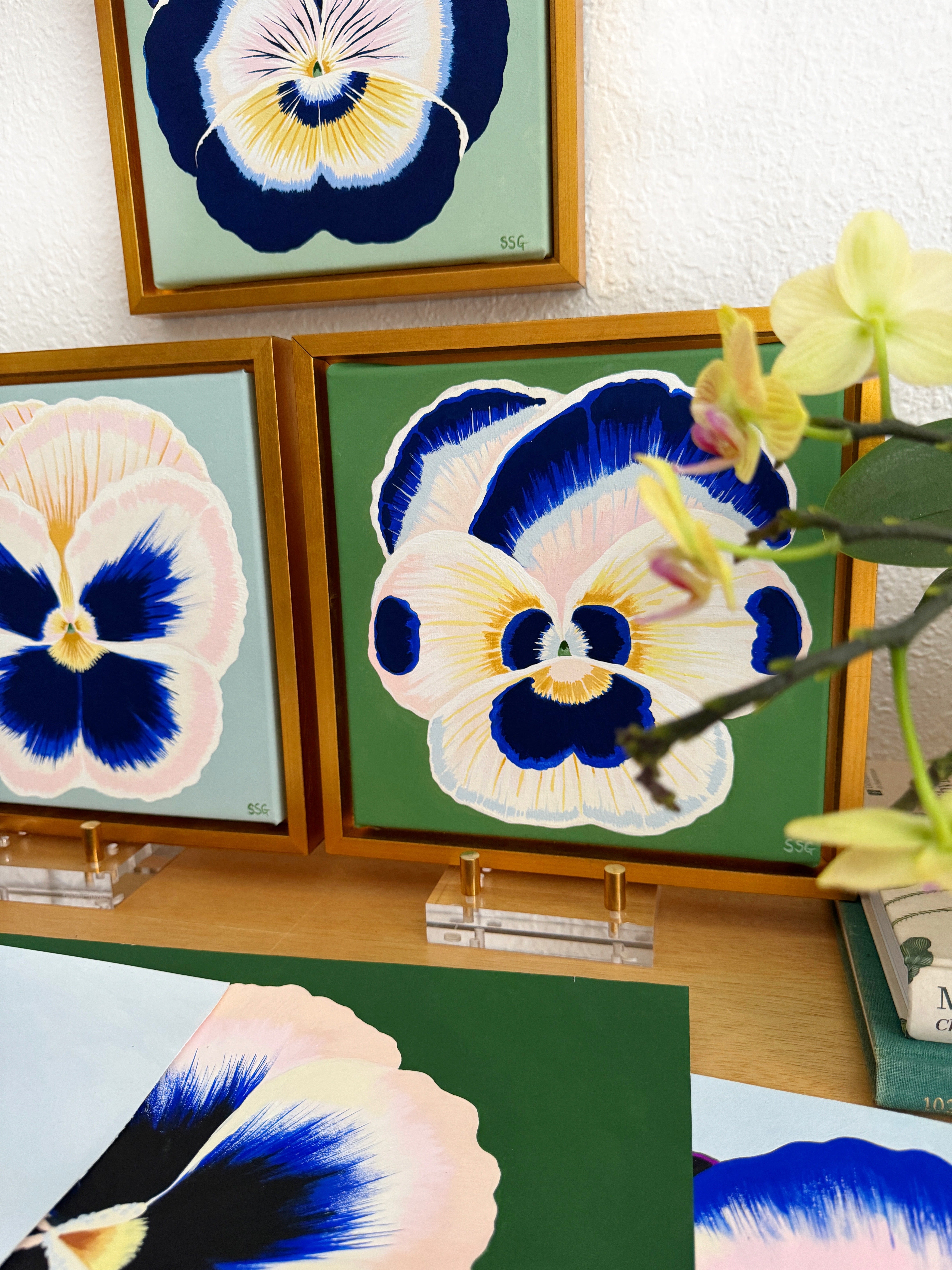 PANSY BLOOM no.2 9"x9" (frame 10.25"x10.25")