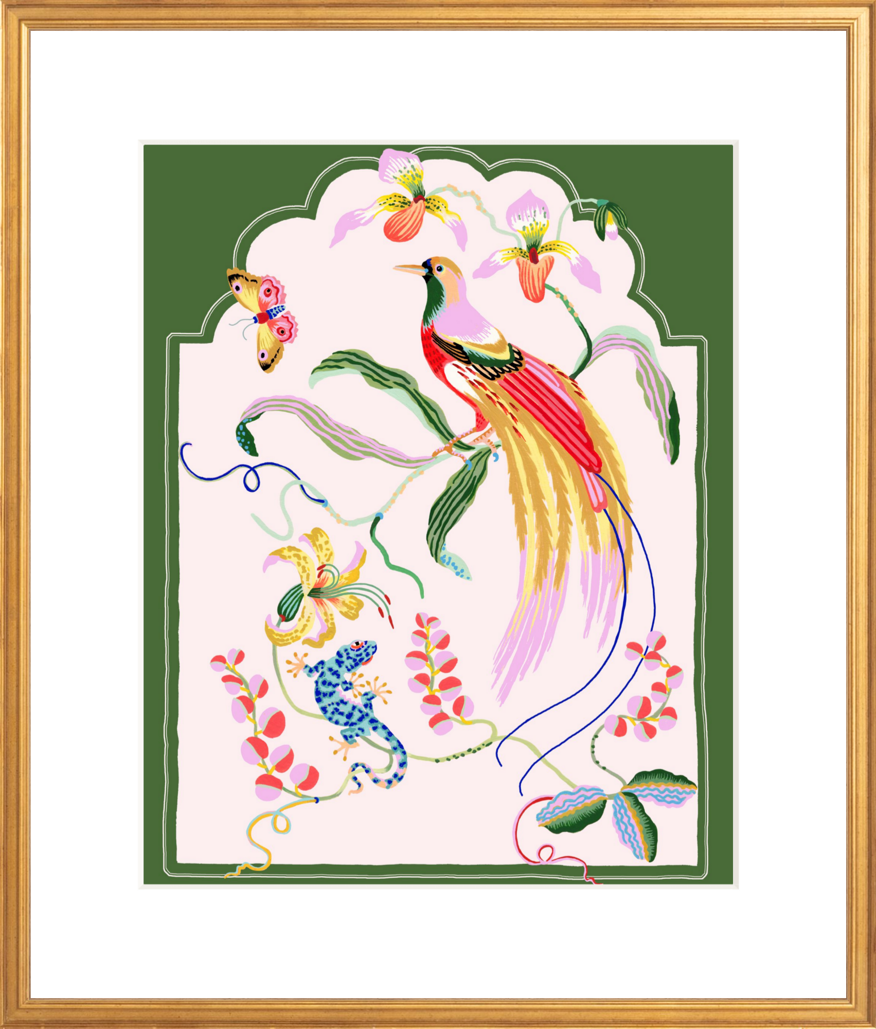 PARADISE BIRD 16" x 20" Green border