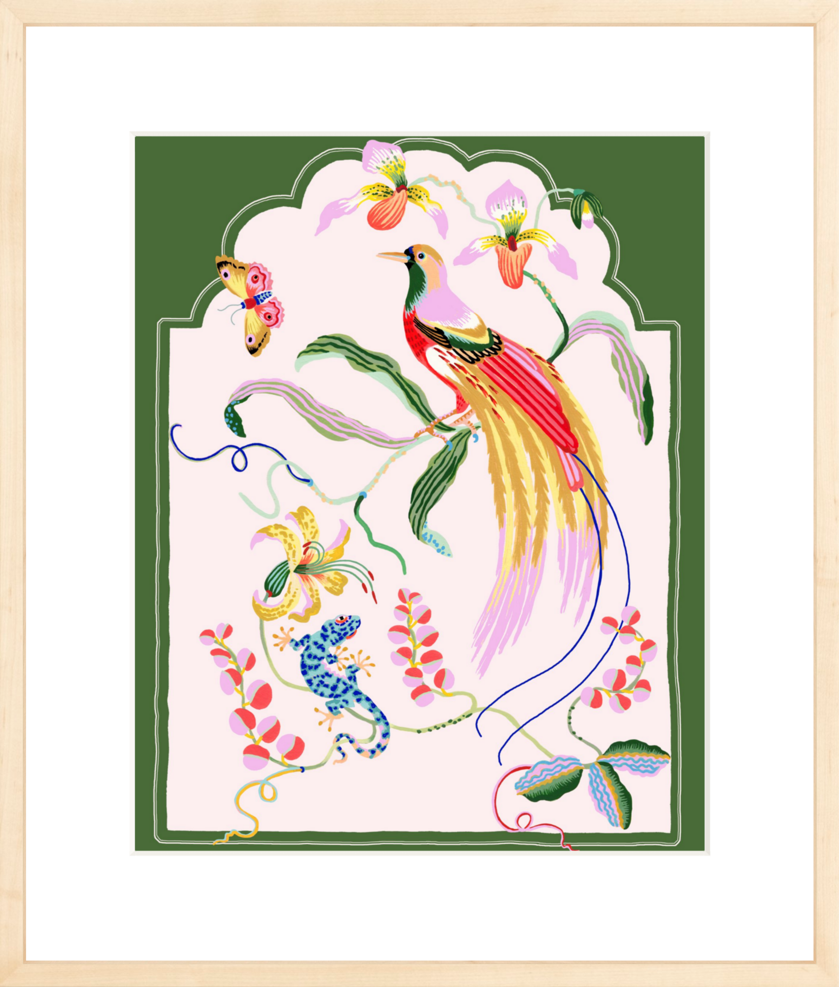 PARADISE BIRD 16" x 20" Green border