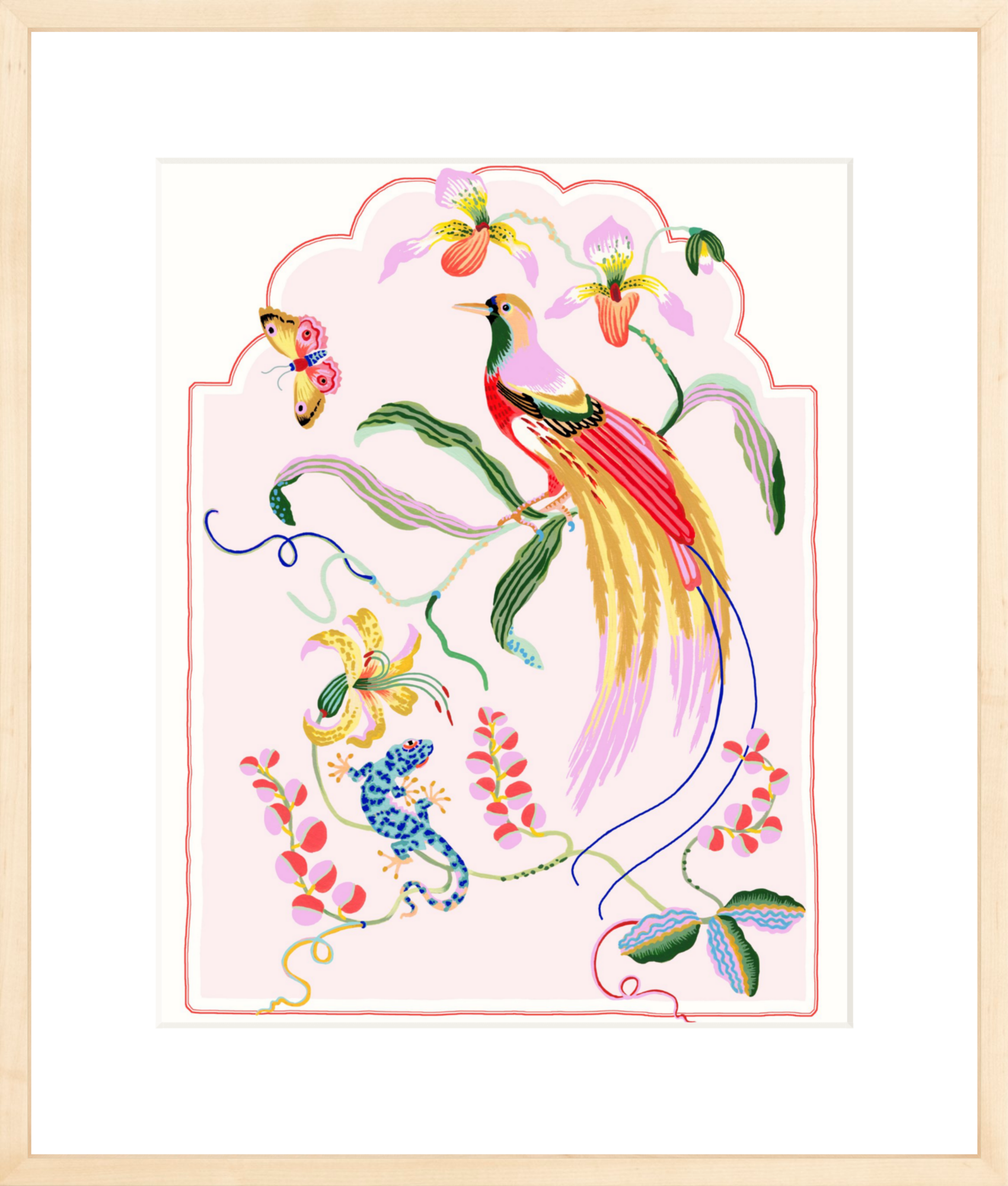 PARADISE BIRD 16" x 20" Cream border
