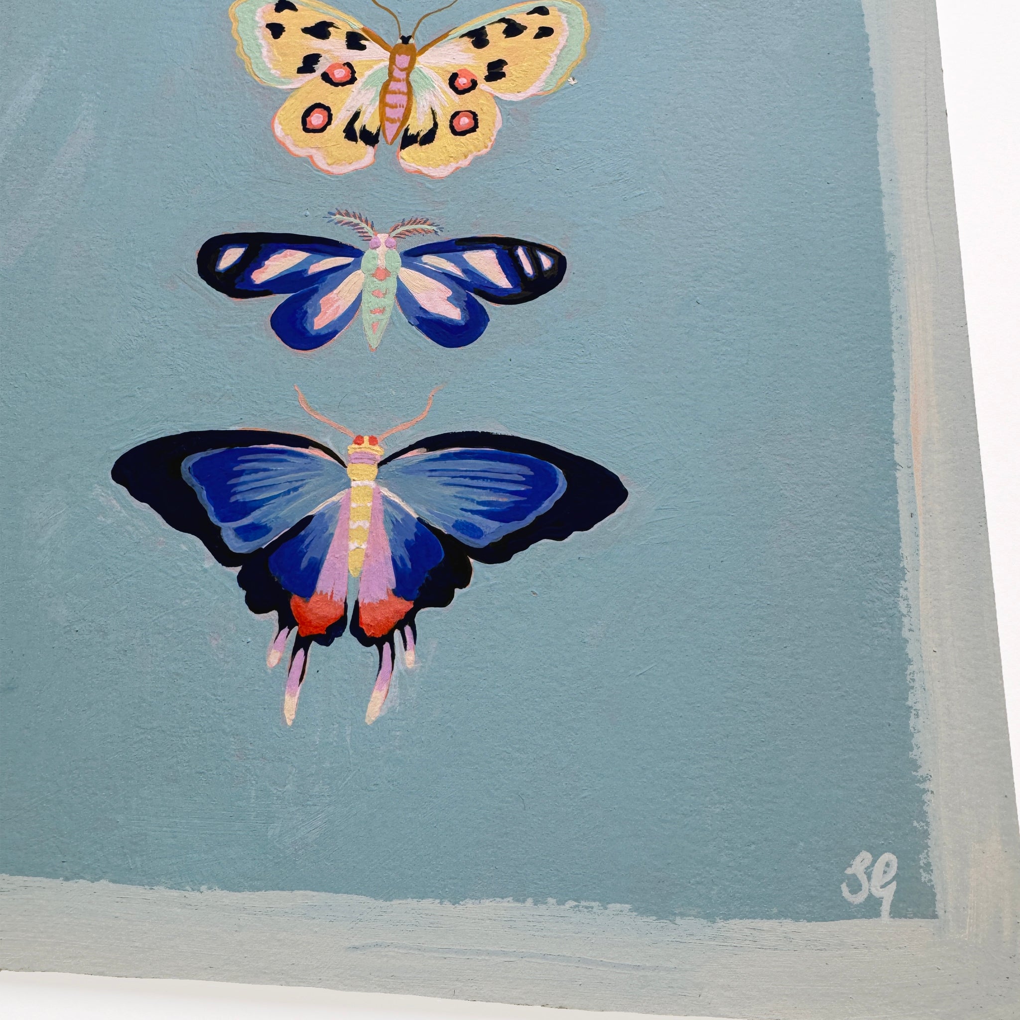 BUTTERFLIES mini on soft blue 8.75"x11"