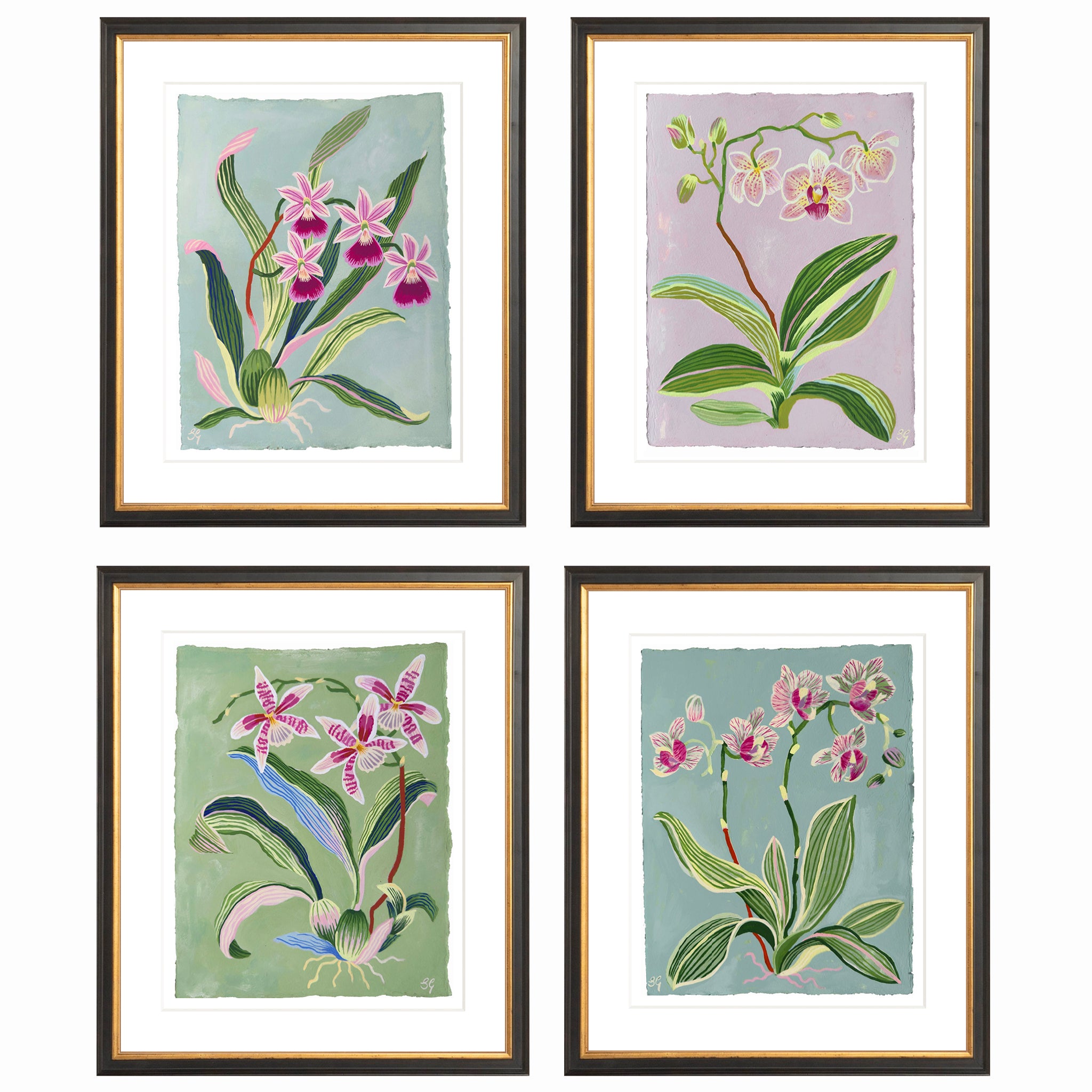 ORCHID STUDY on lilac 8.5" x 11.25"