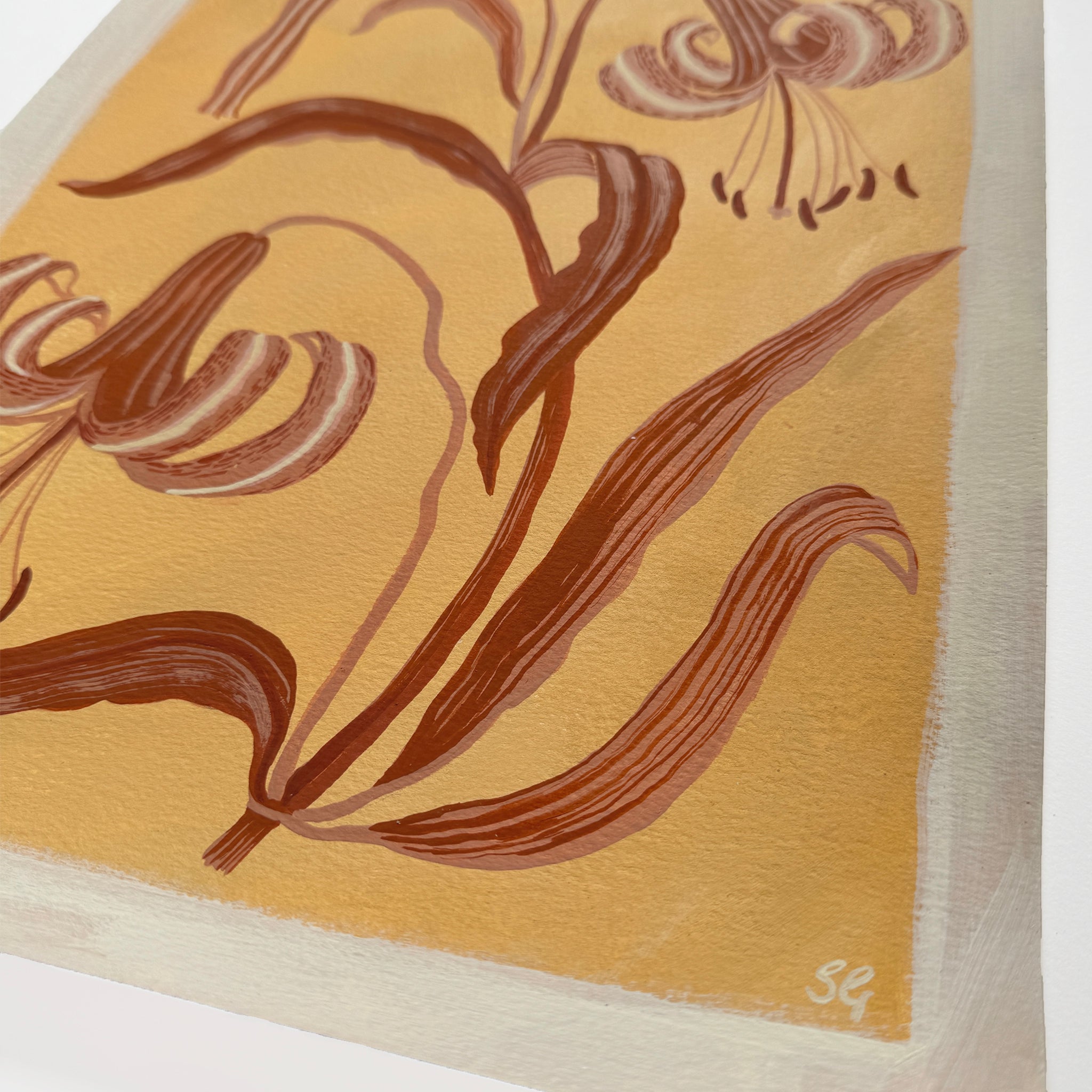 TIGER LILIES in Naples yellow & terracotta 11"x15"