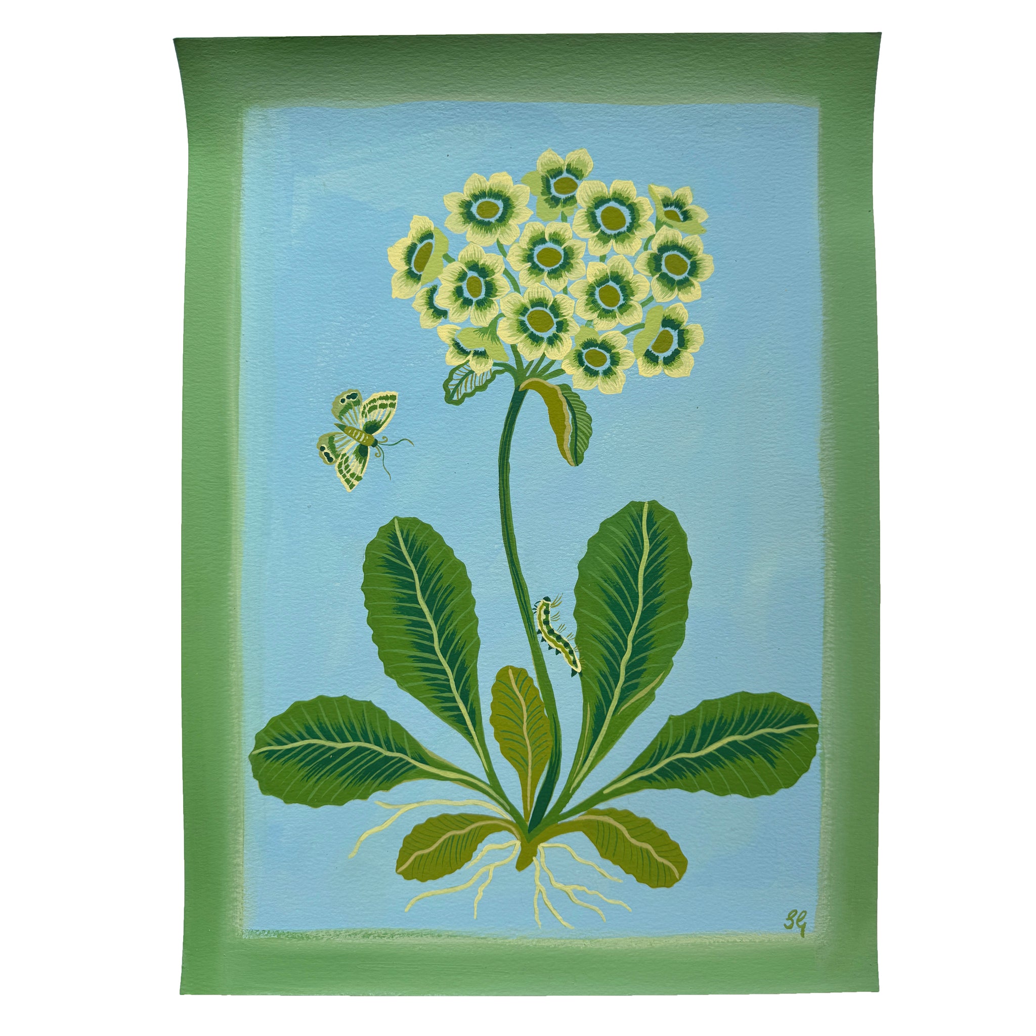 PRIMROSE in tonal greens 11"x15"