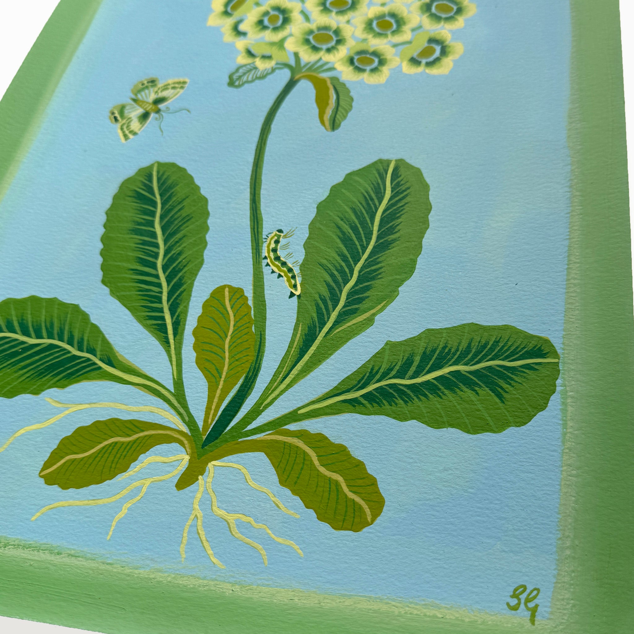 PRIMROSE in tonal greens 11"x15"