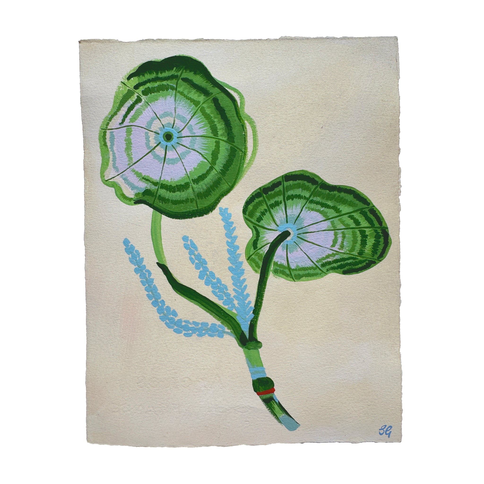 SOFT LEAVES study on cream 7.5"x9.5"