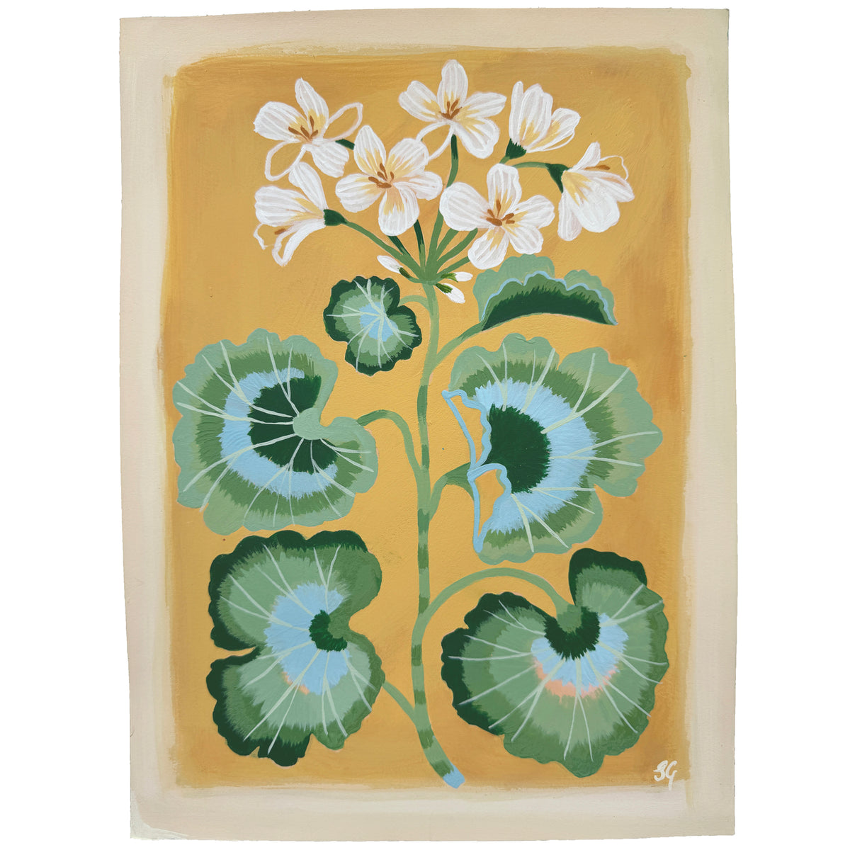 GERANIUM on Naples yellow 9"x12"