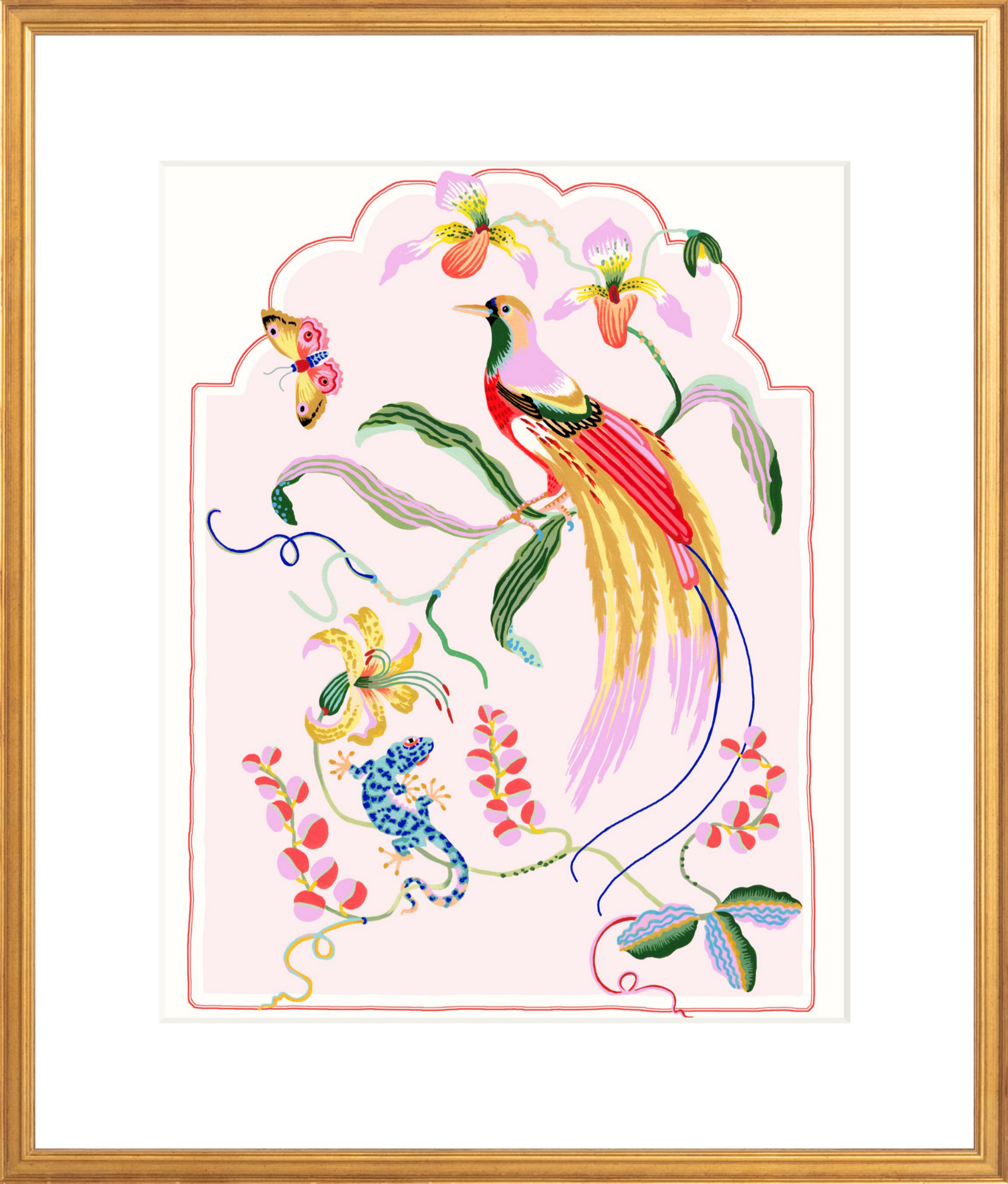 PARADISE BIRD  16" x 20" Cream border