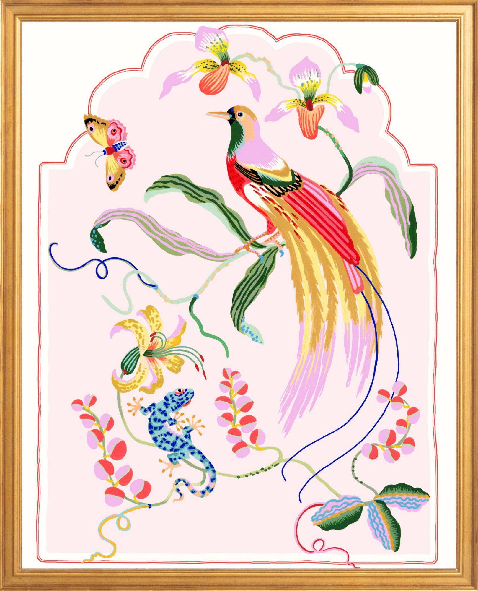 PARADISE BIRD  16" x 20" Cream border