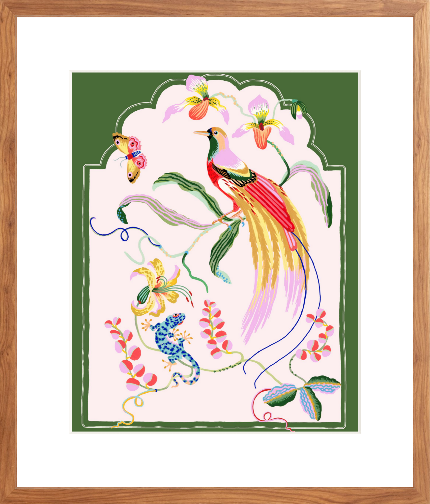 PARADISE BIRD  16" x 20" Green border