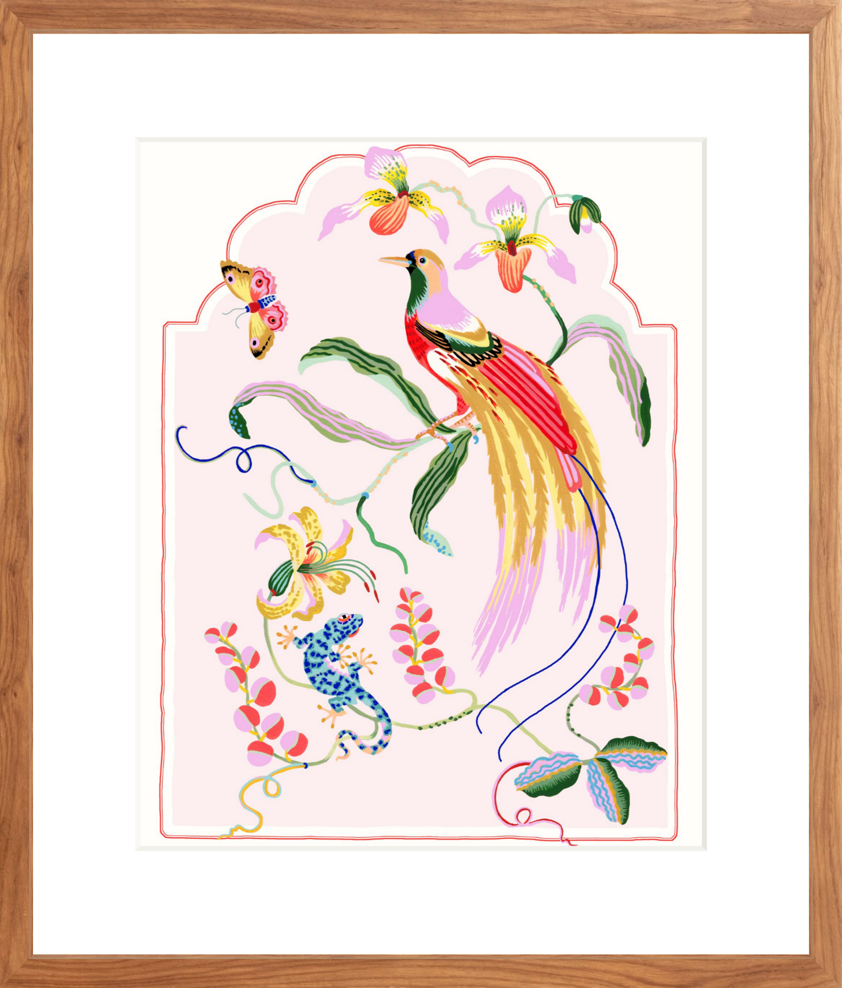 PARADISE BIRD  16" x 20" Cream border