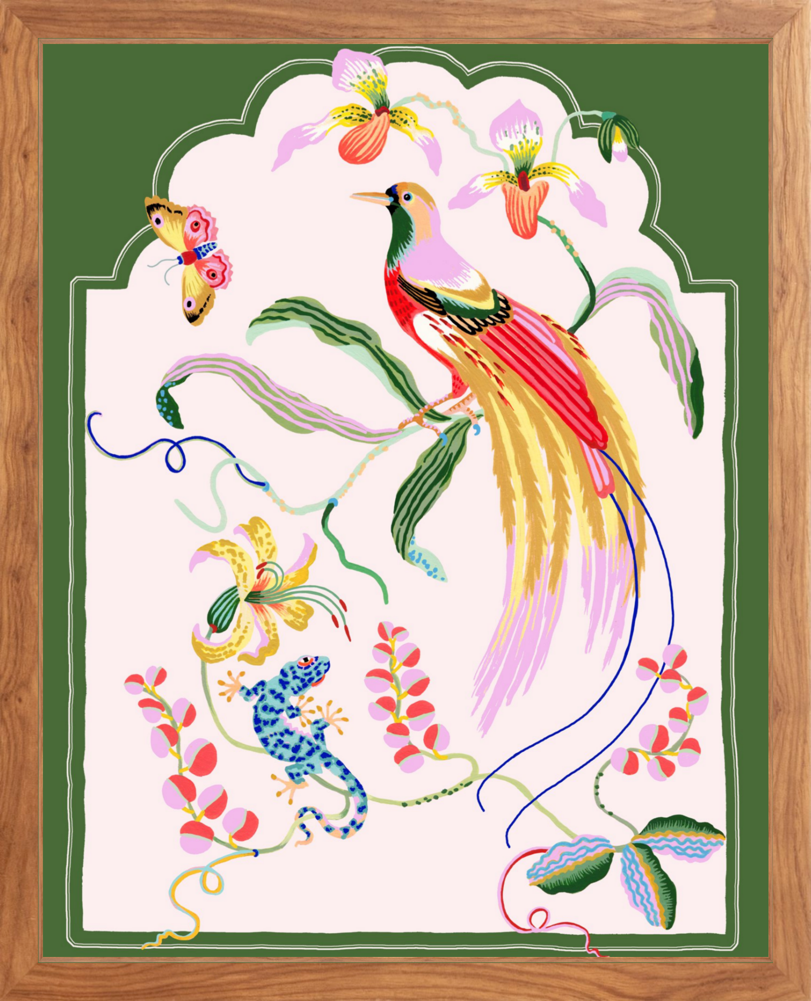 PARADISE BIRD  16" x 20" Green border