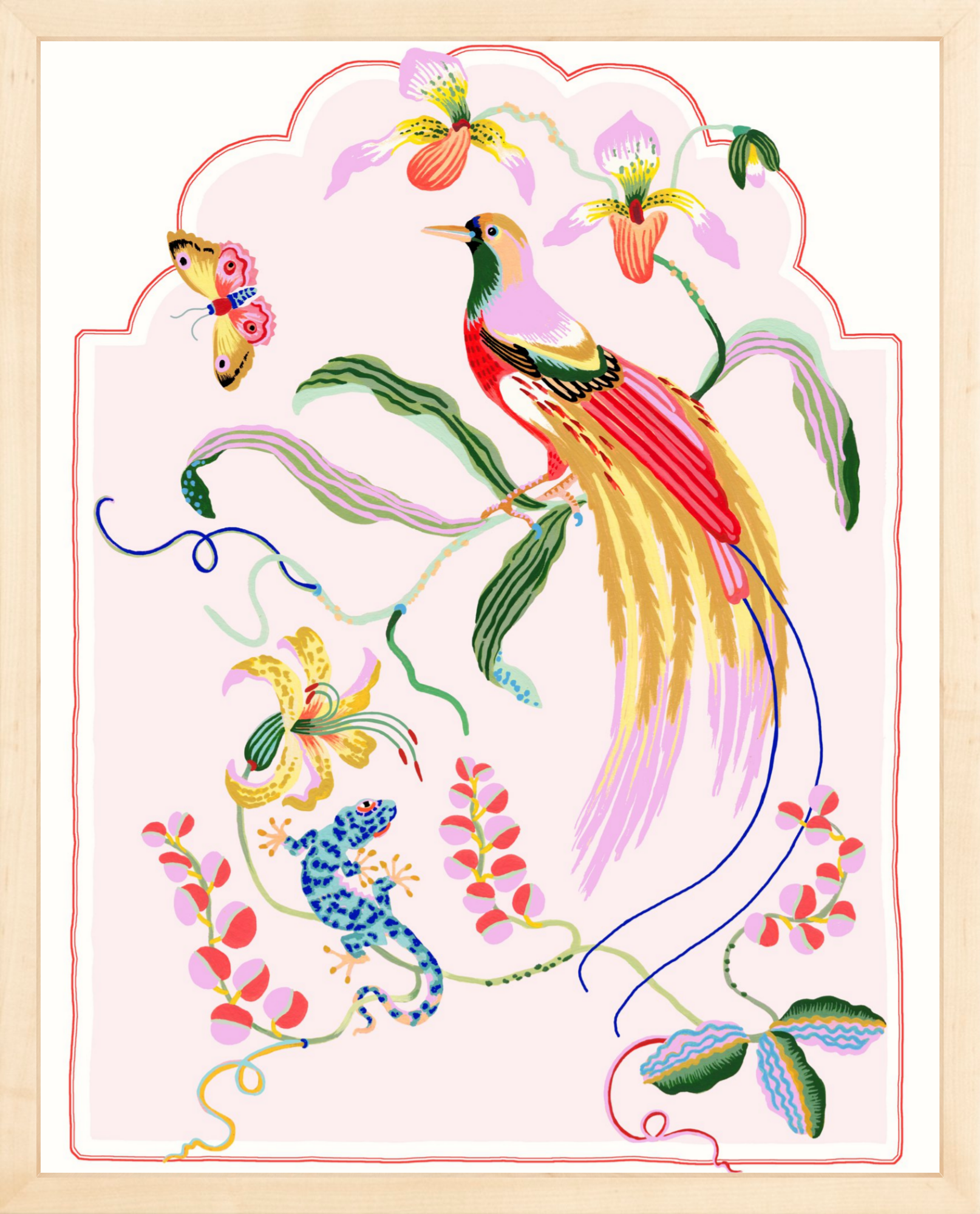 PARADISE BIRD  16" x 20" Cream border