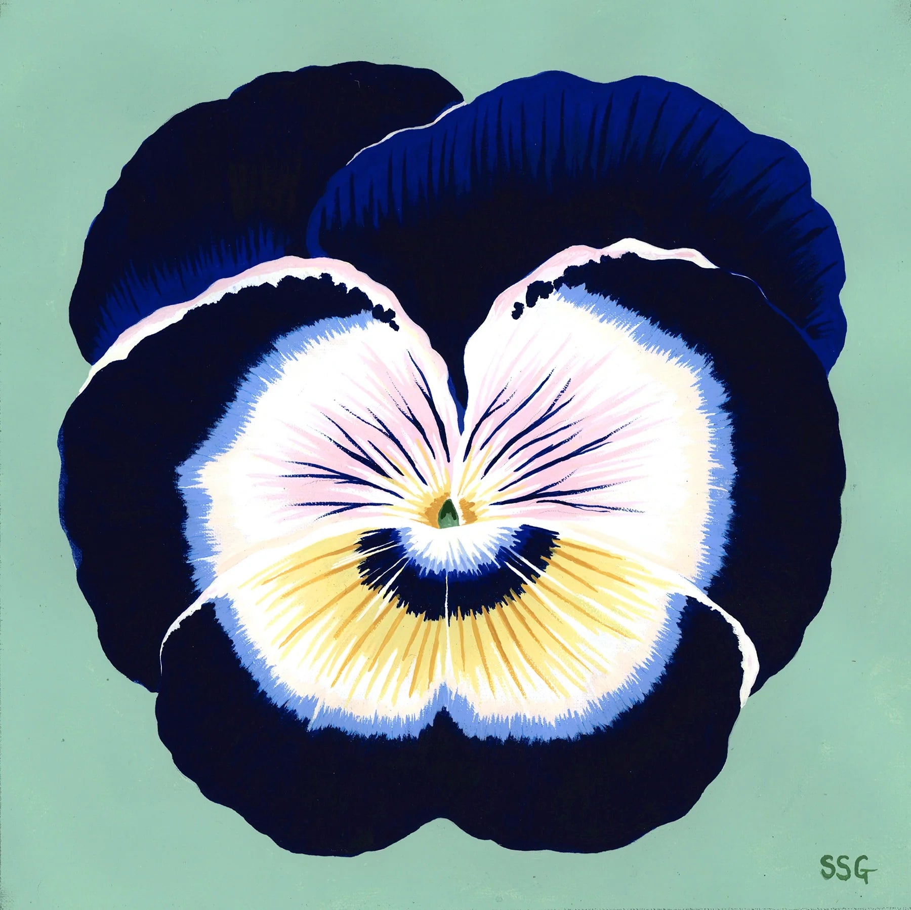 PANSY BLOOM no.3 on pale jade