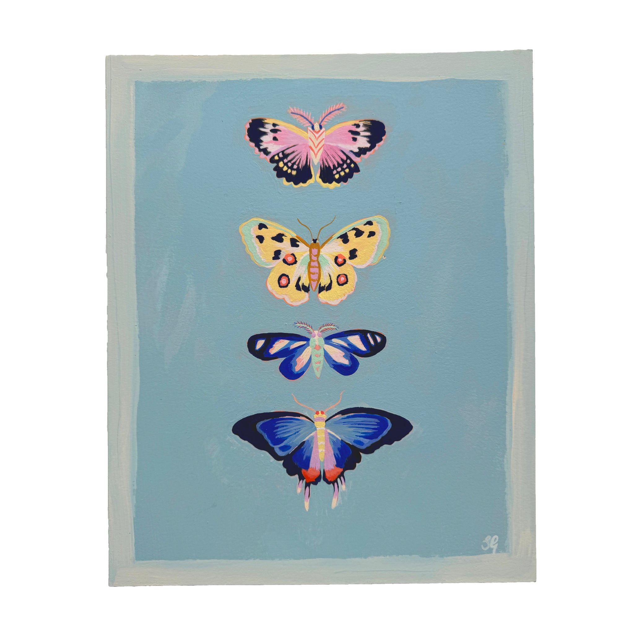 BUTTERFLIES mini on soft blue 8.75"x11"