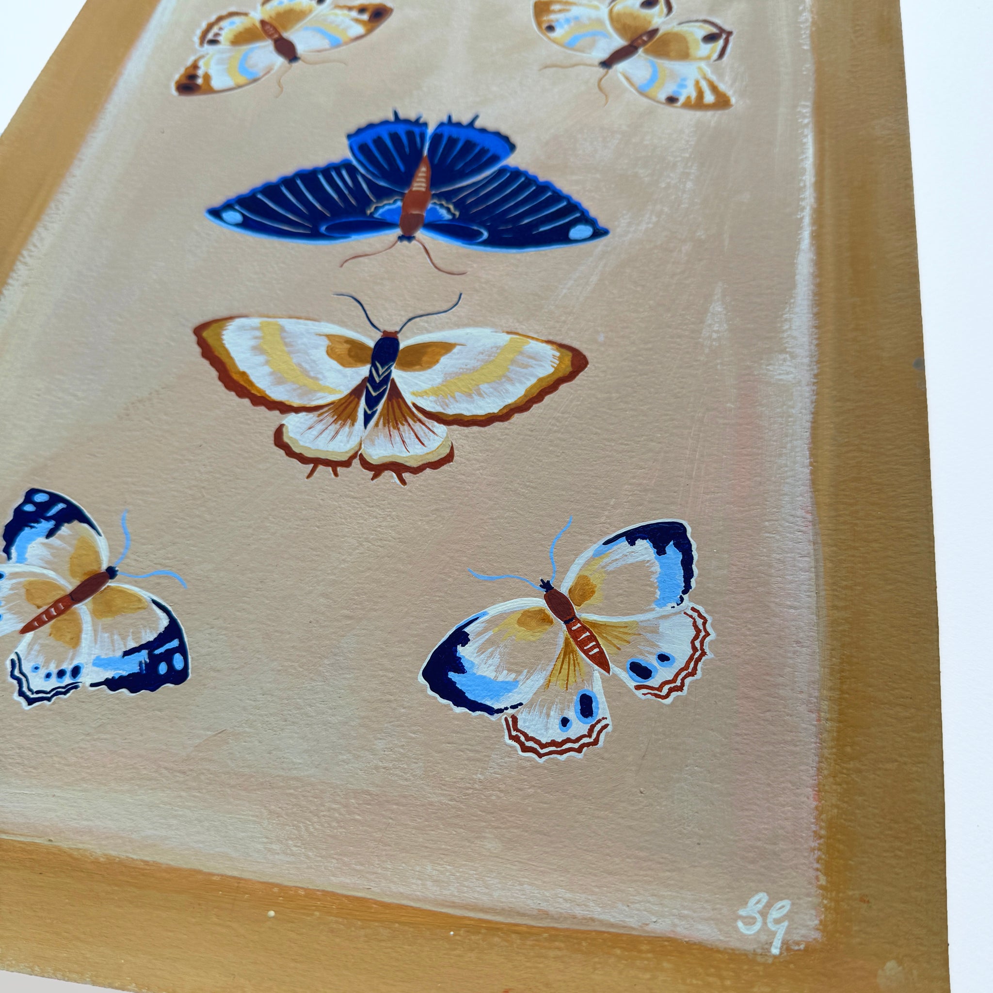 BUTTERFLIES no.3 in ochre & blues 11"x15"
