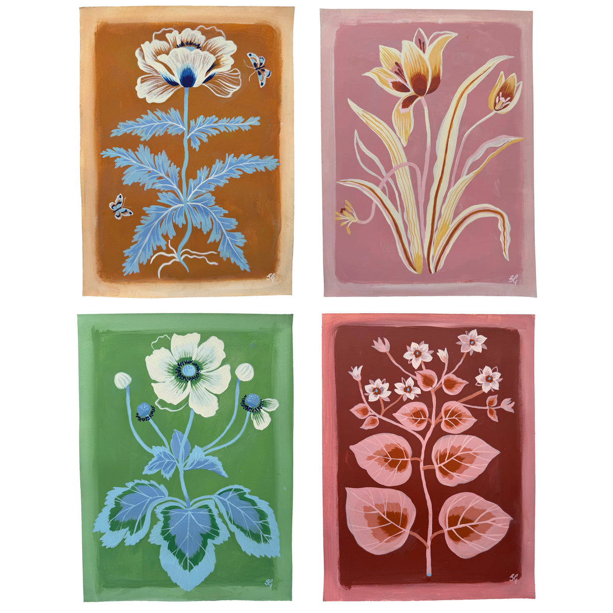 TULIPS on pink clay 9"x12"