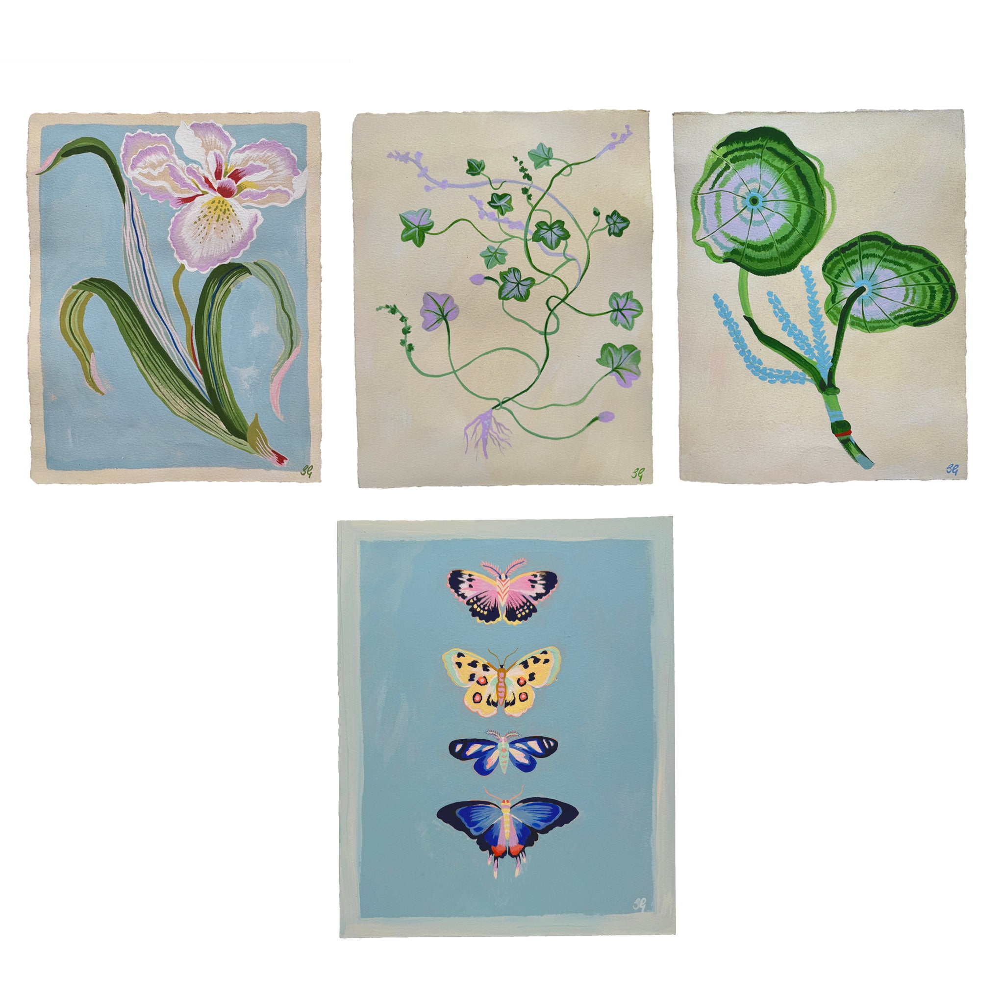 SOFT LEAVES study on cream 7.5"x9.5"