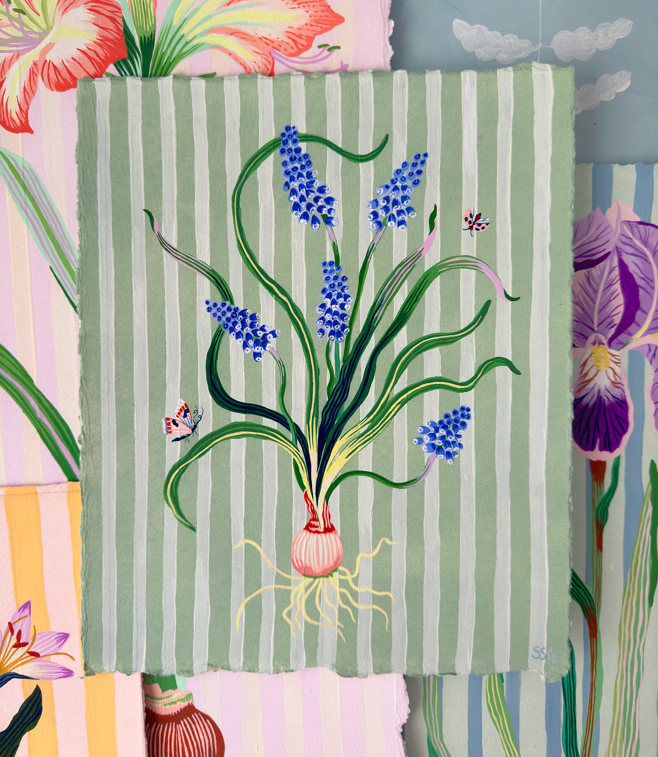 MUSCARI STRIPES 9.4" x 11.5"