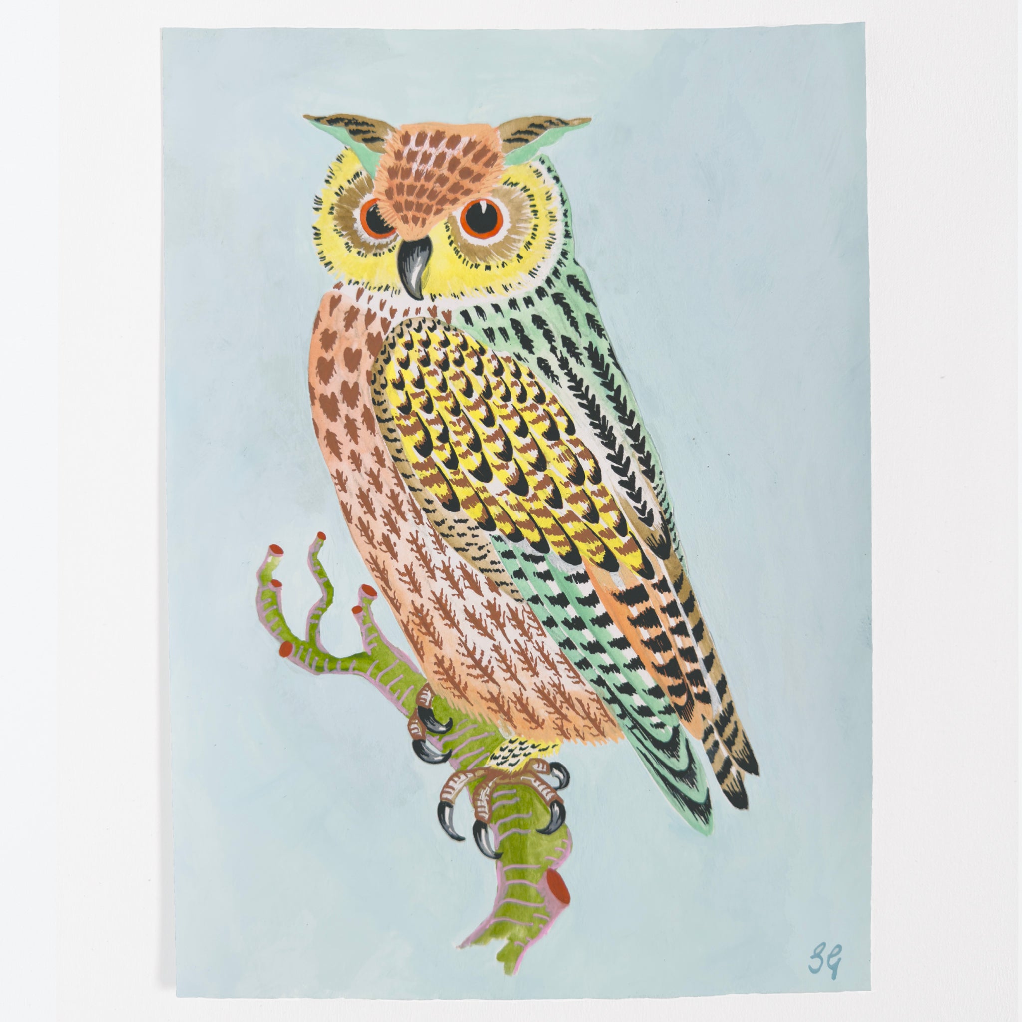 OWL on pale blue 8" x 11"