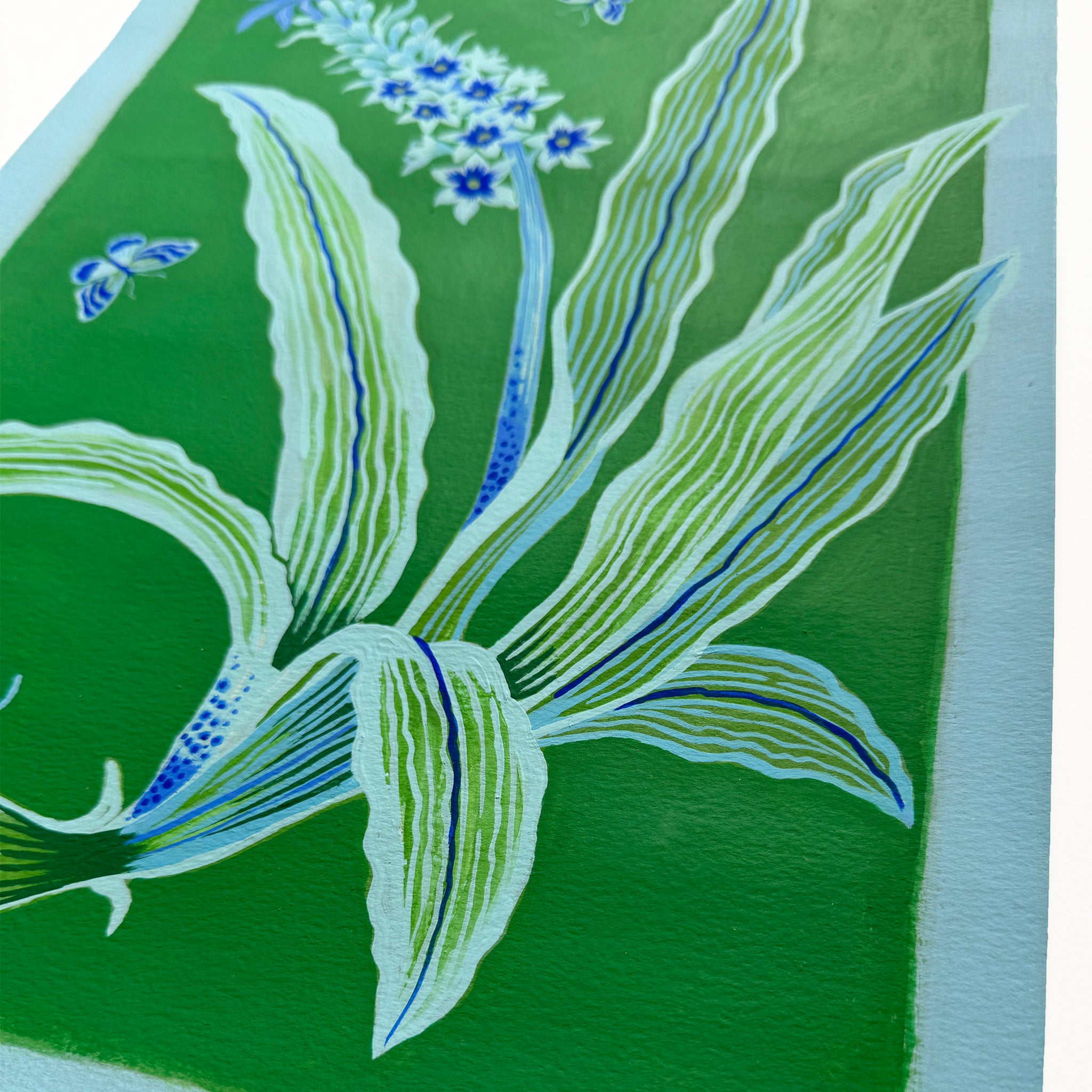 PINEAPPLE LILY in tonal greens 11"x15"