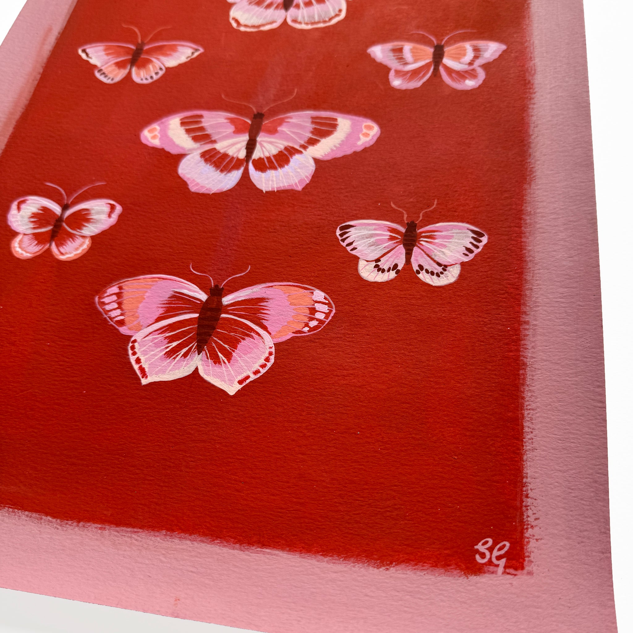 BUTTERFLIES no.1 in pink & red 11"x15"