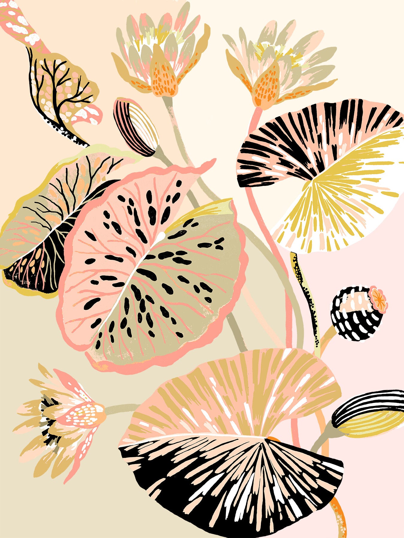 COLOUR BLOCK LOTUS 18" x 24"
